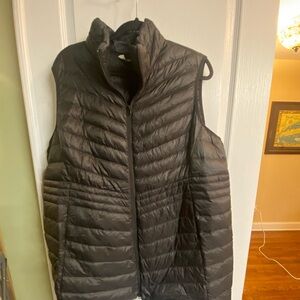 Lands' End Long Classic Black Puffer Vest size 1X